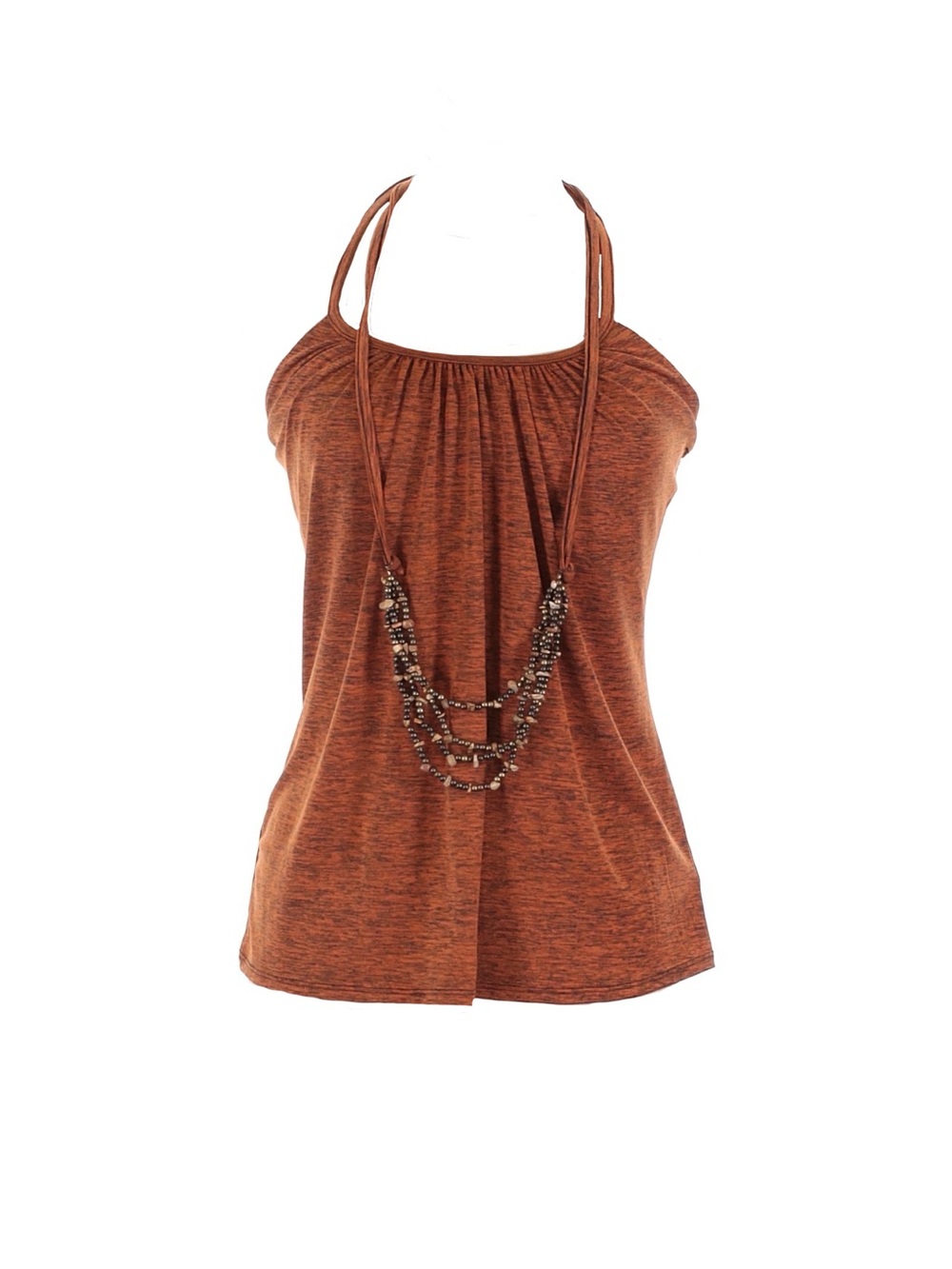 Vintage Junior A.Byer Beaded Halter Top Y2K Rust Orange Boho Festival Tank